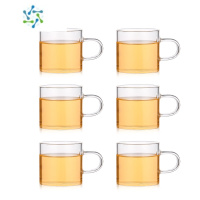 三维工匠加厚耐热透明带把玻璃杯子花茶杯水杯功夫小茶杯品茗小咖啡杯茶具 120ml 6只装酒具