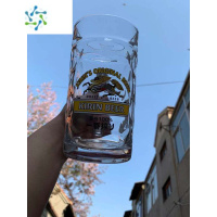 三维工匠asahi加厚朝日扎啤杯日料店专用杯一番榨麒麟扎啤杯超大1L啤酒杯 麒麟500ml把杯B款