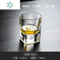 三维工匠钢化玻璃杯餐厅水杯一口杯酒杯二两杯白酒杯杯子酒吧啤酒杯商用 厚底四方杯90ml[1.8两] 一箱72个