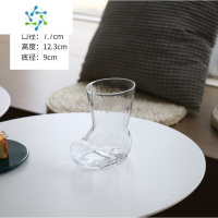 三维工匠ins风网红创意靴子玻璃杯果汁饮料啤酒杯个性咖啡冷饮杯鸡尾酒杯 透明380ml+弯玻璃吸管