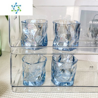 三维工匠玻璃杯男士水晶杯喝水杯啤酒杯杯子女新款套装网红高颜值扭扭杯大 水蓝扭扭杯*4