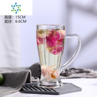 三维工匠贝咖玻璃水果茶杯家用奶茶店冷饮果汁杯带把啤酒杯热饮杯网红杯子 小小号-270ml