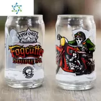 三维工匠商用迷失海岸快艇啤酒杯印花易拉罐玻璃杯家用精酿啤酒杯定制杯子 2只装迷失海岸啤酒杯