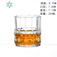 三维工匠6只家用玻璃杯子加厚钻石水杯耐热茶杯啤酒杯威士忌酒杯果汁杯 225ml(6只价格)宝石纹杯