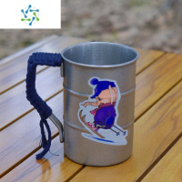 三维工匠大野日式不锈钢户外啤酒马克杯复古野餐露营DIY果汁青芳咖啡杯子 藏青手柄(送吸管套装\贴纸随机)酒具