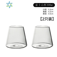 三维工匠富士山玻璃杯啤酒杯 日式威士忌杯鸡尾酒杯子家用果汁杯耐热水杯 富士山玻璃杯300ml[2只装] 高硼硅玻璃