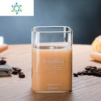 三维工匠高硼硅耐热玻璃杯ins透明花茶杯啤酒威士忌牛奶果汁杯四方杯玻璃 250ml小房子酒具