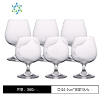 三维工匠玻璃洋酒杯套装威士忌大号小白兰地杯高脚红酒杯矮脚干邑杯子家用 [6只装]水晶款360ml[冷切口款]