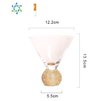 三维工匠仙女款钻石胖肚杯装饰威土忌洋酒杯镶钻水杯红酒杯葡萄酒杯鸡尾杯 冰激凌杯-透明金钻款
