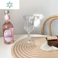 三维工匠ins风透明玻璃高脚杯 浮雕简约红酒杯香槟冷饮杯果汁洋酒水杯子 A款浮雕杯