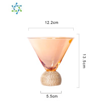 三维工匠仙女款钻石胖肚杯装饰威土忌洋酒杯镶钻水杯红酒杯葡萄酒杯鸡尾杯 冰激凌杯-琥珀金钻款