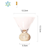 三维工匠仙女款钻石胖肚杯装饰威土忌洋酒杯镶钻水杯红酒杯葡萄酒杯鸡尾杯 冰激凌杯-透明银钻款