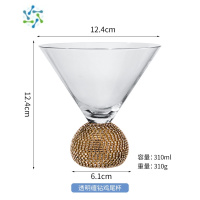 三维工匠轻奢钻石杯缠钻酒杯红酒杯鸡尾酒杯喝水杯洋酒杯镶钻水晶玻璃杯 透明金钻鸡尾酒杯