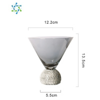 三维工匠仙女款钻石胖肚杯装饰威土忌洋酒杯镶钻水杯红酒杯葡萄酒杯鸡尾杯 冰激凌杯-烟灰银钻款