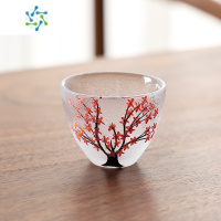 三维工匠 日式樱花清酒壶小酒杯白酒杯酒具烧酒酒盅家用烫酒温酒壶 樱花树4个杯[容量50ml]