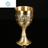 三维工匠黄铜酒杯子高脚杯家用欧式洋酒杯小号杯一两二两杯青铜白酒杯批发 青铜玫瑰花款酒杯[小号40毫升]
