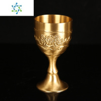 三维工匠黄铜酒杯子高脚杯家用欧式洋酒杯小号杯一两二两杯青铜白酒杯批发 黄铜玫瑰花款酒杯[小号50毫升]