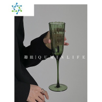 三维工匠Qumin 绿蓑青笠久相知 法式复古小众绿色高脚杯中古红酒杯香槟杯 绿蓑青笠酒杯-高款(4个装)
