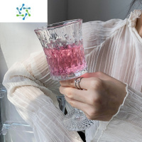 三维工匠小众ins法式透明高脚杯高颜值香槟杯红酒杯果汁杯欧式浮雕玻璃杯 重工/浮雕束腰高脚杯/容量270ml