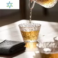 三维工匠冰露日式小酒杯套装清酒酒具酒壶喝酒杯果酒杯家用白酒分酒器玻璃 光-冰露酒杯[2个装]