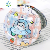 三维工匠卡通小镜子迷你便携女生甜美可爱圆镜创意随身流沙化妆镜学生礼品 小熊皮面镜(雪花亮片)便携式用镜