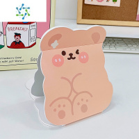 三维工匠ins风少女心小镜子大号台式化妆镜折叠可爱便携宿舍桌面可立学生 腮红小熊[升级全面屏]便携式用镜