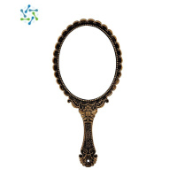 三维工匠古代携带手持镜子随身便携带柄diy化妆台家居铜镜ins化妆镜出嫁美 古铜色便携式用镜