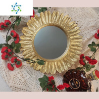 三维工匠巴洛克手持化妆镜美容院复古风手柄镜便携随身小镜子手拿镜子简约 太阳花镜子便携式用镜