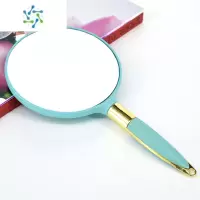 三维工匠美容院镜子手柄化妆镜子便携随身手持家用浴室圆形小镜子方形 塑料框[蓝色]圆形便携式用镜
