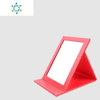 三维工匠珠宝店眼镜店便携镜台式皮革超大镜美容折叠梳妆镜专用化妆镜子 红色 M87-鳄小号便携式用镜