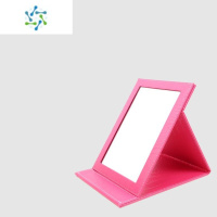 三维工匠珠宝店眼镜店便携镜台式皮革超大镜美容折叠梳妆镜专用化妆镜子 玫红色 D36-鳄小号便携式用镜