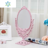 三维工匠简约欧式美容镜 台式化妆镜双面梳妆镜子便携公主镜化妆镜折叠 椭圆中号纳米粉(平面+放大面)便携式用镜
