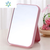 三维工匠高清单面化妆镜子台式梳妆 镜子美容公主镜折叠方镜子桌面随身镜 纳米粉色便携式用镜