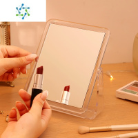 三维工匠台式化妆镜双面镜子ins风网红少女心桌面家用可立宿舍学生梳妆镜 亚克力透明色方形 双面高清成像便携式用镜