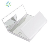 三维工匠LED化妆镜子小台式带灯随身便携折叠触摸屏高清补光梳妆镜三面镜 白色带灯+可调光便携式用镜