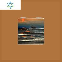 三维工匠便携高级感小镜子补妆手持镜方镜折叠化妆镜女简约梳妆镜随身玫瑰 落日黄昏(平面视觉3D效果)便携式用镜