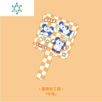 三维工匠 可爱原创镜子手柄镜高清化妆镜寝室卧室桌面梳妆手持镜子 甜橙布丁 21.6*12cm中号便携式用镜