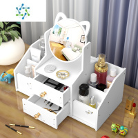 三维工匠化妆镜便携镜子少女网红桌面梳妆镜学生宿舍梳妆台简易镜带收纳盒 可爱圆形E款收纳镜(加厚) 送兔子手机支便携式用镜