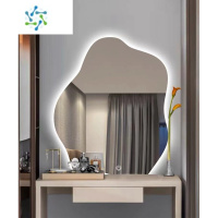 三维工匠小红书同款化妆镜不规则云朵镜桌面异形梳妆镜子全身穿衣镜子落地 65*78带灯款桌面防滑条便携式用镜