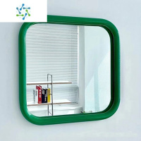 三维工匠北欧简约浴室镜化妆镜网红ins风桌面梳妆台镜绿色方形挂墙式镜子 小方镜40*40cm不锈钢绿色 其他便携式用镜