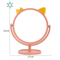 三维工匠化妆镜台式可旋转高清小镜子桌面学生宿舍公主镜家用创意梳妆镜 西瓜红便携式用镜