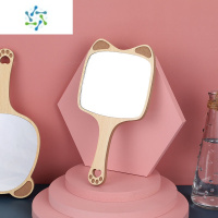 三维工匠可爱动物手柄镜韩式少女化妆镜创意手持镜女学生宿舍用小便携镜子 小浣熊手柄镜便携式用镜