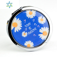 三维工匠创意迷你山水双面圆镜可爱金属化妆镜随身便携美容小镜子折叠小 70 小雏菊[1款]便携式用镜