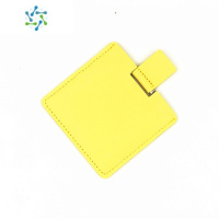 三维工匠便携式女不锈钢化妆镜随身镜迷你小镜子手持镜补妆卡片镜定制logo 柠檬黄 不锈钢镜片便携式用镜