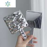 三维工匠ins风镜子手持化妆镜高级感网红不规则随身便携复古手持镜手柄镜 白色+黑色便携式用镜