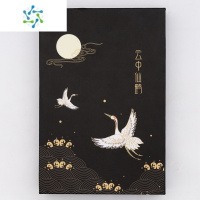 三维工匠北欧ins高清化妆镜收纳盒 桌面折叠宿舍公主台式梳妆学生便携镜子 黑云中仙鹤便携式用镜