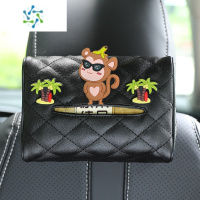 三维工匠车用纸巾盒套座椅靠背挂式车内抽纸盒扶手箱创意多车内装饰# 爱心猴黑底-送纸巾★