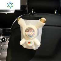 三维工匠车载纸巾盒抽车内挂式汽车用抽纸盒创意可爱卡通垃圾桶椅背抽纸包 彩球宇航兔(白色垃圾桶)送一卷袋