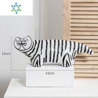 三维工匠北欧ins黑猫纸巾盒抽纸盒可爱现代家用卧室客厅创意玄关茶几摆件 条纹猫 大号