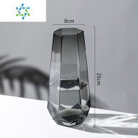 三维工匠北欧简约创意玻璃花瓶透明水养插花瓶鲜花玫瑰百合花客厅摆件网红 烟灰中号[普通款] 中等